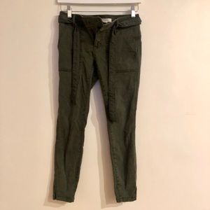 Size 00 LOFT Olive Green Cropped Utility Pants